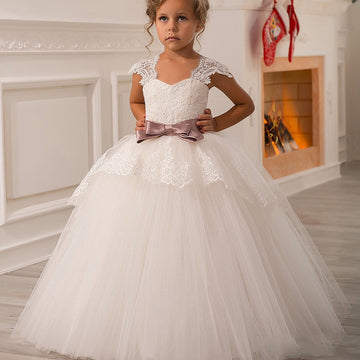 Ball Gown Short Sleeve Kids Flower Girl Dress BDCH0105