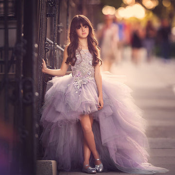 Princess High Low Dark-Lilac Girl Prom Dress BDCH0158