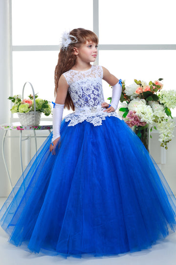 Lace Tulle Ball Gown Girls Prom Dress BDCH0159