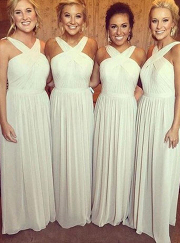 GBD195 Ivory Halter Chiffon Bridesmaid Dress