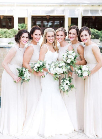 GBD200 White Chiffon Simple Bridesmaid Dress