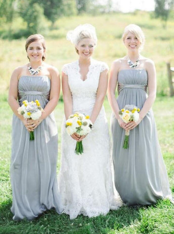 GBD209 Gray Chiffon Country Bridesmaid Dress