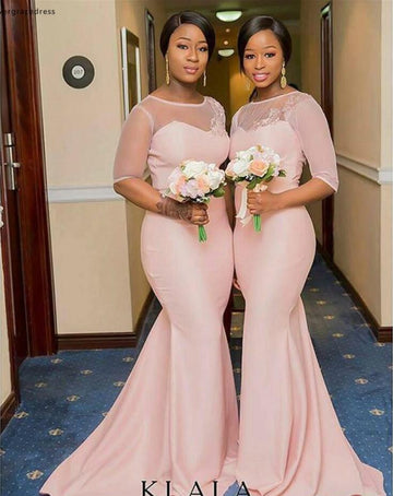 GBD266 Africa Pink Summer Country Garden Half Sleeve Bridesmaid Dress