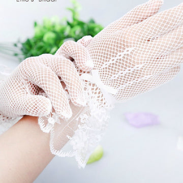Girls Prom Party Gloves with Lace Shapes GL003