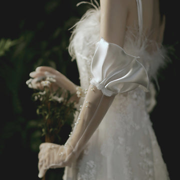 Simple Long Tulle Bridal Gloves GLA008