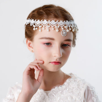 Girls Hair Headpieces Forehead Chain Princess Pearl Headdress HP009