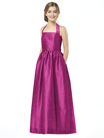 Fuchsia Halter Floor-length Junior Bridesmaid Dress(UKJBD03-006)