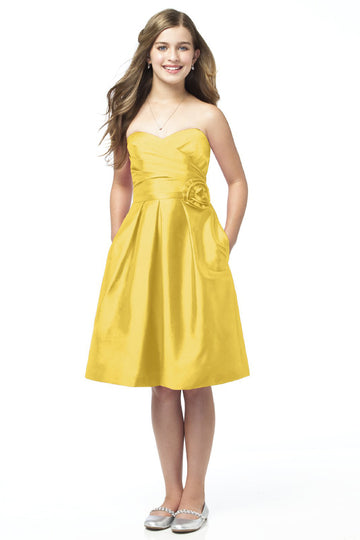 Gold Sweetheart , Strapless Knee-length Junior Bridesmaid Dress(UKJBD03-009)