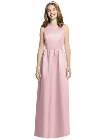 CandyPink Chiffon A-line Jewel Floor-length Junior Bridesmaid Dresses(UKJBD03-091)