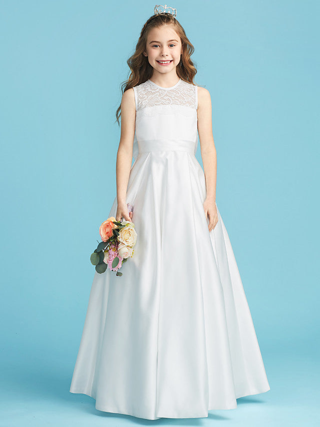 Satin Junior Bridesmaid Dress First Communion Dress with Bows BDJFGD00 Satin Junior Bridesmaid Dress First Communion Dress with Bows BDJFGD00