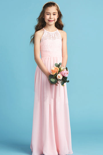 Chiffon Halter Junior Bridesmaid Dress Flower Girl Dress BDJFGD018