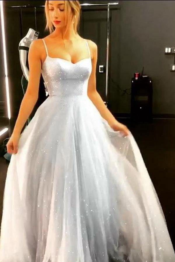 A Line Ivory White Sparkly Prom Dress JTA0741 A Line Ivory White Sparkly Prom Dress JTA0741