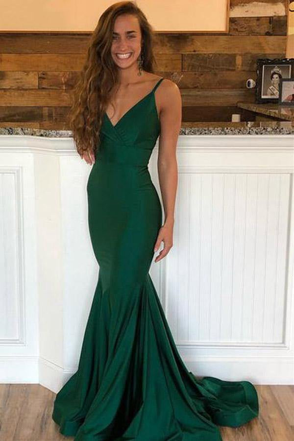 Emerald Green V Neck Mermaid Evening Dress JTA1121 Emerald Green V Neck Mermaid Evening Dress JTA1121