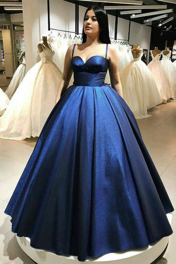 Spaghetti Straps Blue Sweetheart Ball Gown Prom Dress JTA1321