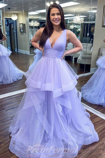 Princess V Neck Prom Dress With Appliques JTA1561