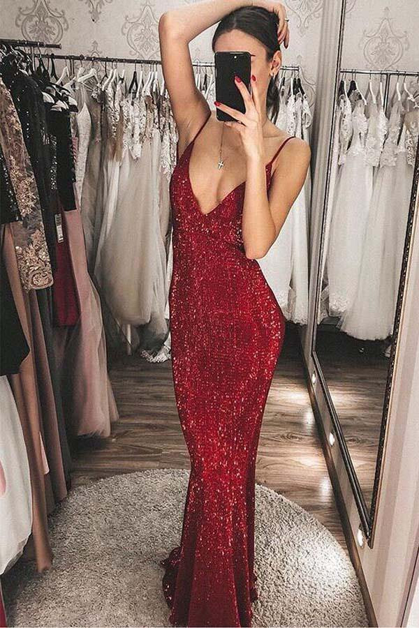 Sexy Burgundy Sequins Mermaid Long Evening Formal Dress JTA1811 Sexy Burgundy Sequins Mermaid Long Evening Formal Dress JTA1811
