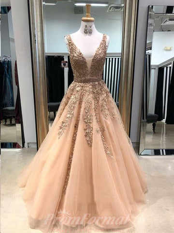 Princess Pink V Neck Light Prom Dress JTA2071