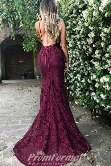 Burgundy Sexy Mermaid Sweetheart Lace Evening Dress JTA2101