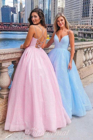Princess Spaghetti Straps Light Blue Prom Dress JTA2211