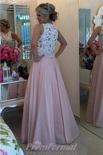 A Line Pink Lace Prom Formal Dress JTA2991