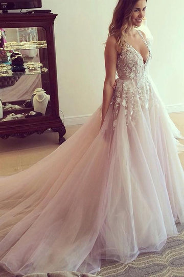 Princess Pink Prom Dress with Lace Appliques JTA3591