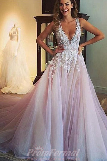 Princess Pink Prom Dress with Lace Appliques JTA3591