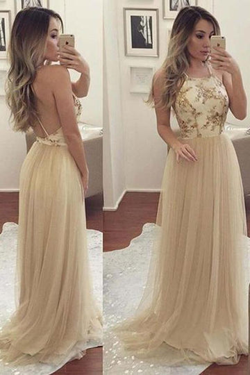 Champagne Tulle Prom Dress JTA3891