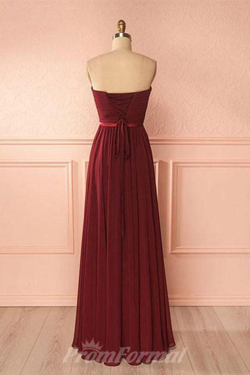 A Line Sweetheart Chiffon Burgundy Evening Dress JTA4221