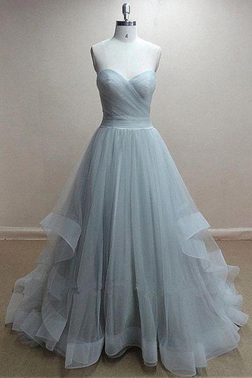 Light Blue Tulle Sweetheart A Line Prom Dress JTA5091