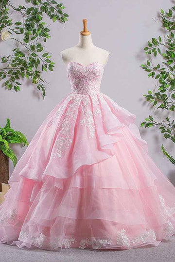 Princess Sweetheart Pink Lace Prom Dress JTA5751