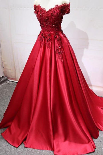 Princess Red Off The Shoulder Prom Dress JTA5761