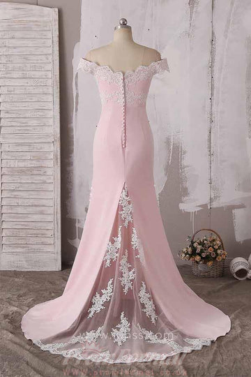 Candy Pink Off The Shoulder Mermaid Prom Dress JTA6381