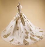 Sweetheart Princess Lace Quinceanera Prom Dress with Gold Appliques JTA7031