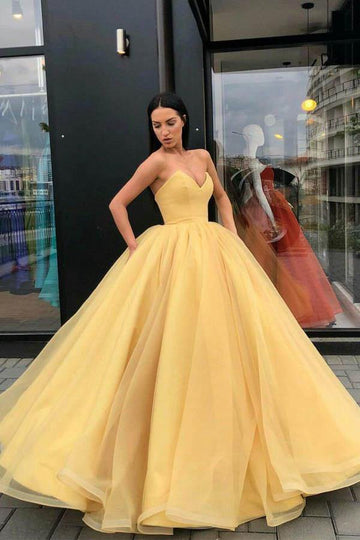 Yellow Ball Gowns Sweetheart Prom Dress JTA7091