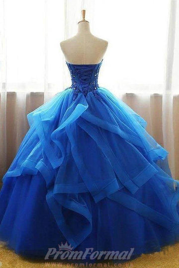 Royal Blue Ball Gown Sweet 16 Lace Applique Prom Dress JTA7141