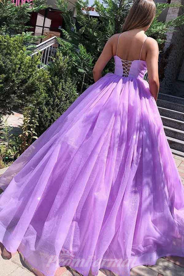 Princess Ball Gown Lilac Straps Long Prom Dress JTA8241