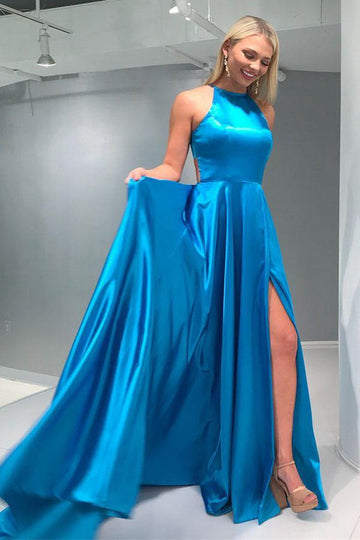 Ocean Blue Prom Dress with Split JTA9531