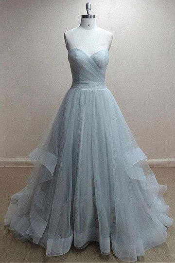 Princess Sweetheart Blue-gray Long Prom Evening Dress JTA9591