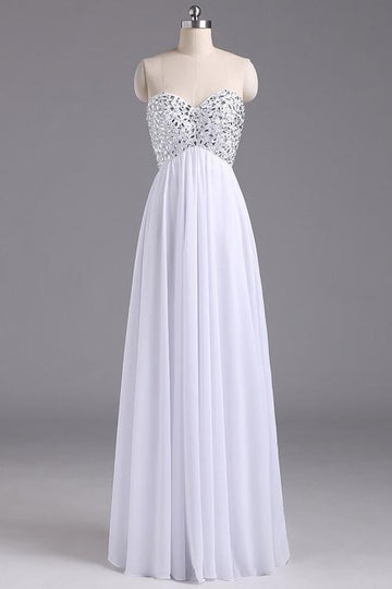 Sweetheart Chiffon White Evening Prom Dress JTB2051
