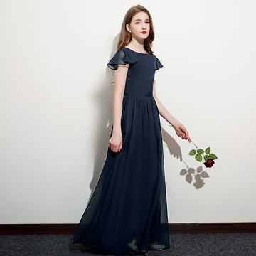 Short Sleeve Junior Bridesmaid Dress Girls Birthday Party Dress BDJFGD065