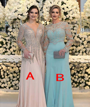 MMBD001 Long Sleeve Beading Mother Of The Bride Dress