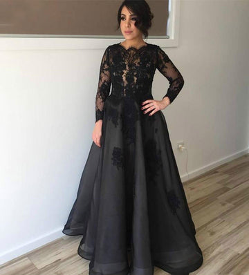 MMBD006 Black Long Sleeve Lace Mother Of The Bride Dress