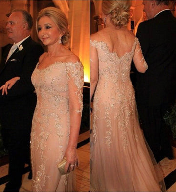 MMBD008 Long Sleevee Lace Beading Mother Of The Bride Dress