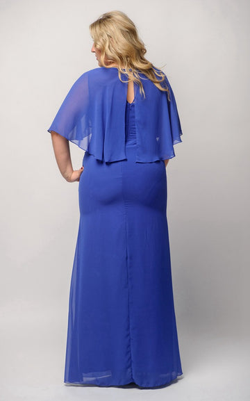 MMBD078 Royal Blue Plus Size Mother Of The Bride Dress
