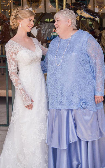 MMBD082 Pool Long Sleeve Plus Size Mother Of The Bride Dress