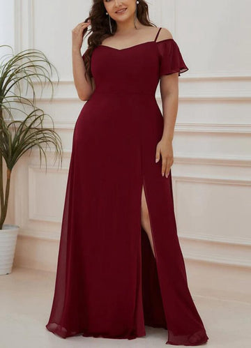 PPBD061 Burgundy Straps Plus Size Mother of The Groom Dress