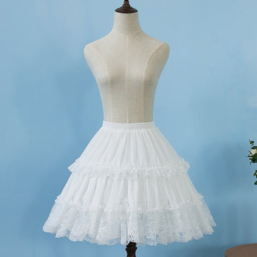 Knee Length Bridal Dress Petticoat Puffy Lace Lolita Underskirt PS004