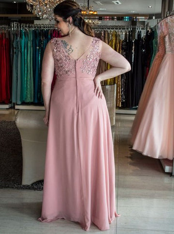 Lace Nude Pink Plus Size Bridesmaid Dress PSD104