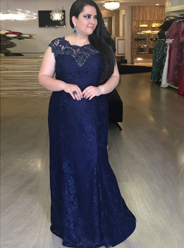 Royal Blue Lace Mermaid Plus Size Bridesmaid Dress PSD115