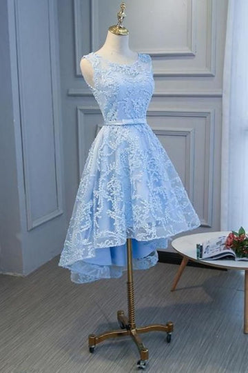 Light Blue High Low Prom Dress REAL002